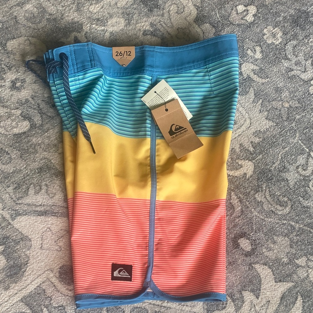 Quiksilver Kids Swim Trunks - Blue, Yellow, and Red